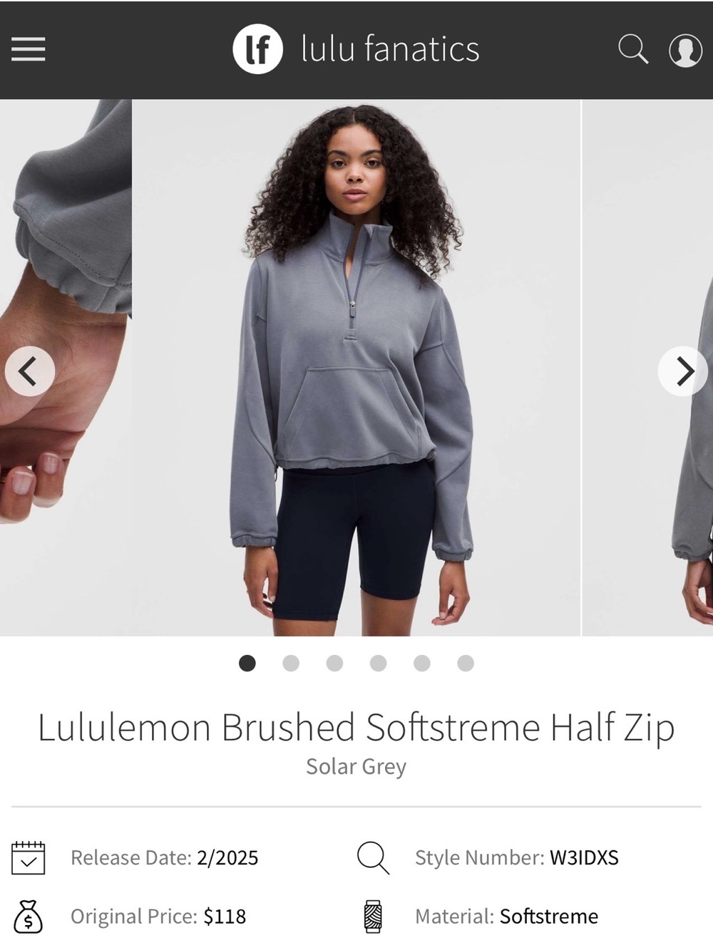 NWT Lululemon Brushed Softstreme Half Zip Solar Grey SOGY size 4